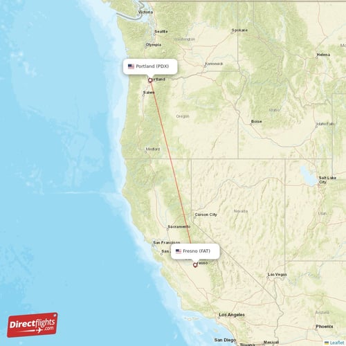 Fresno - Portland direct flight map