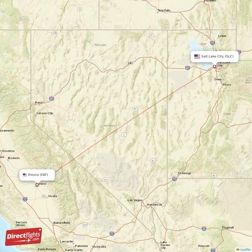 Fresno - Salt Lake City direct flight map
