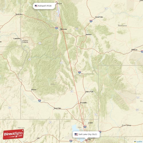 Kalispell - Salt Lake City direct flight map