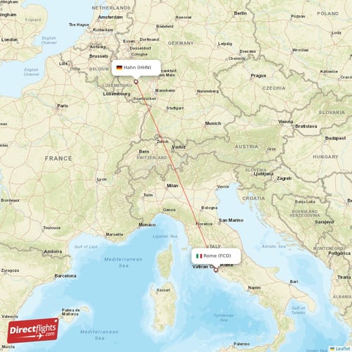 Rome - Hahn direct flight map