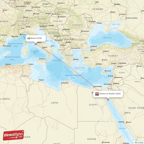 Rome - Sharm el Sheikh direct flight map