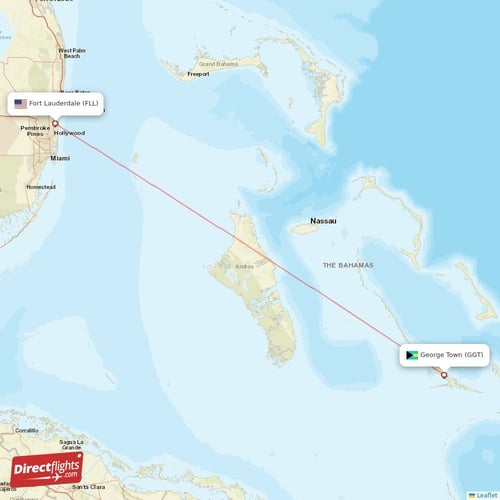 Fort Lauderdale - George Town direct flight map