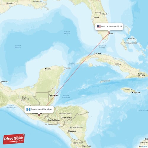 Direct flights from Fort Lauderdale to Guatemala City FLL to GUA