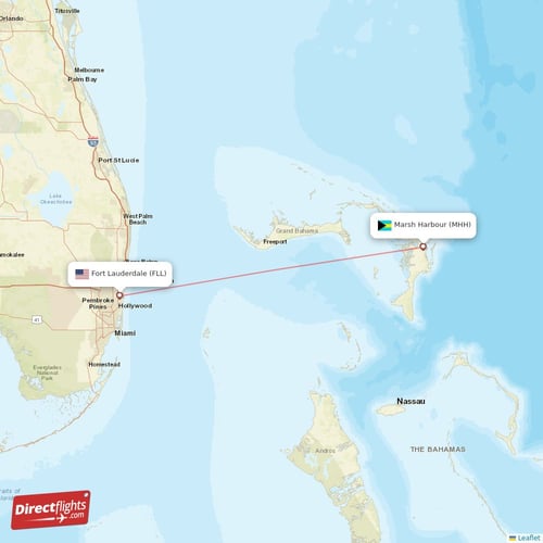 Fort Lauderdale - Marsh Harbour direct flight map