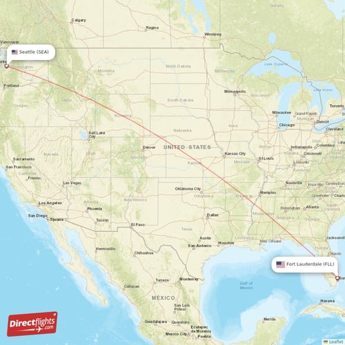 Fort Lauderdale - Seattle direct flight map