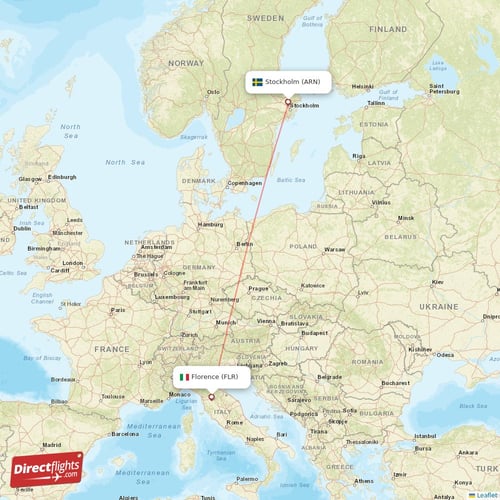Florence - Stockholm direct flight map