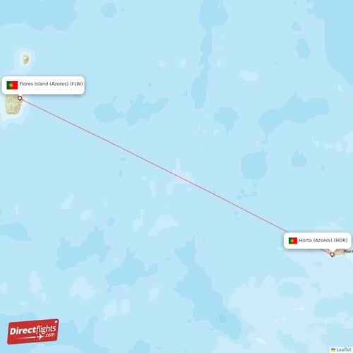 Flores Island (Azores) - Horta (Azores) direct flight map