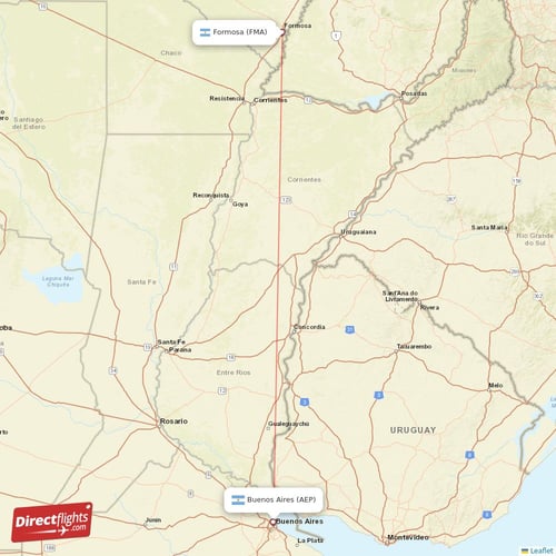 Formosa - Buenos Aires direct flight map