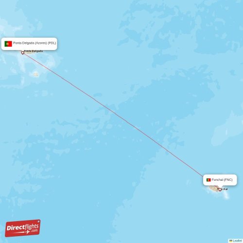 Direct flights from Funchal to Ponta Delgada (Azores), FNC to PDL non