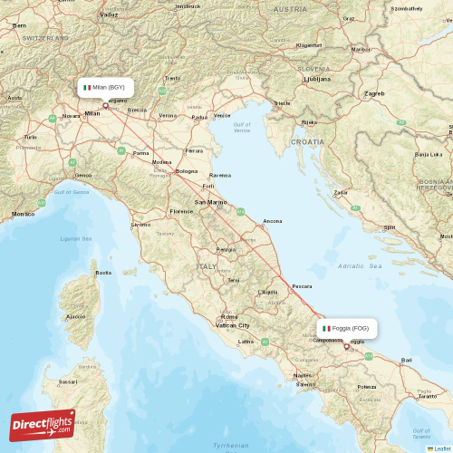 Foggia - Milan direct flight map