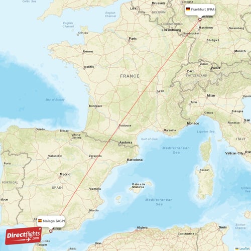 Frankfurt - Malaga direct flight map