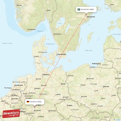 Frankfurt - Stockholm direct flight map