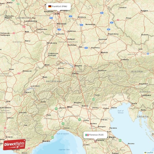 Frankfurt - Florence direct flight map