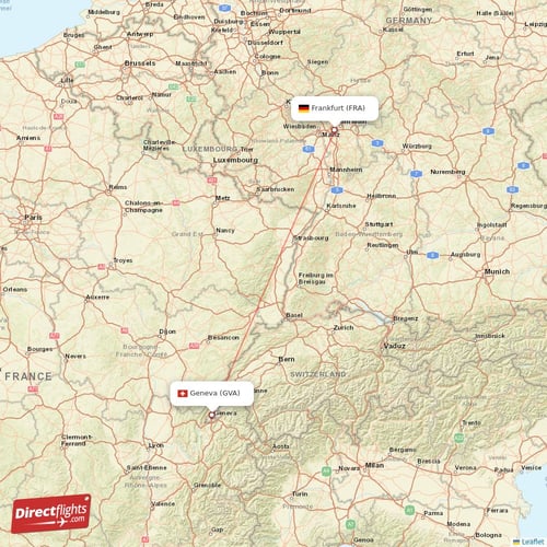 Frankfurt - Geneva direct flight map