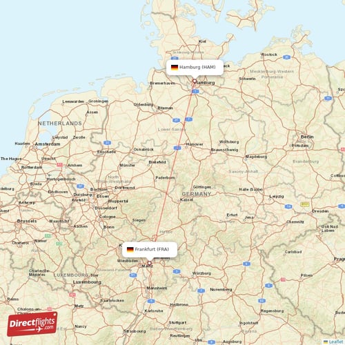 Frankfurt - Hamburg direct flight map