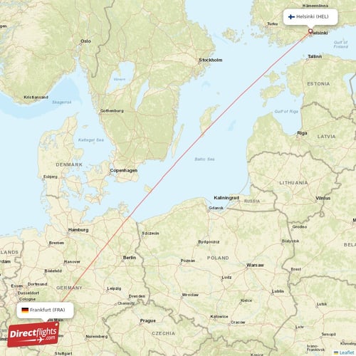 Frankfurt - Helsinki direct flight map