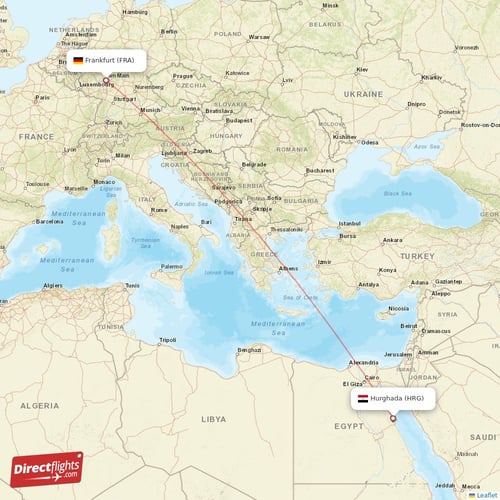 Frankfurt - Hurghada direct flight map