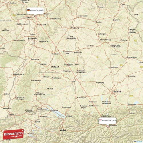 Frankfurt - Innsbruck direct flight map