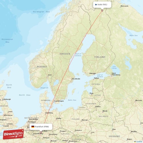 Frankfurt - Ivalo direct flight map