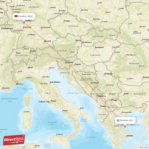 Frankfurt - Skiathos direct flight map