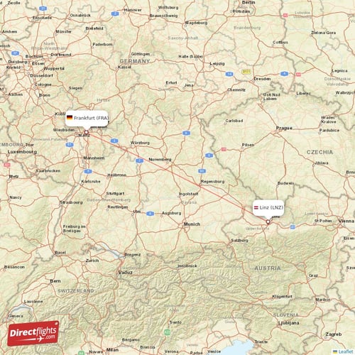 Frankfurt - Linz direct flight map