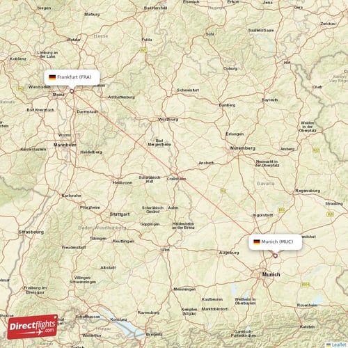 Frankfurt - Munich direct flight map