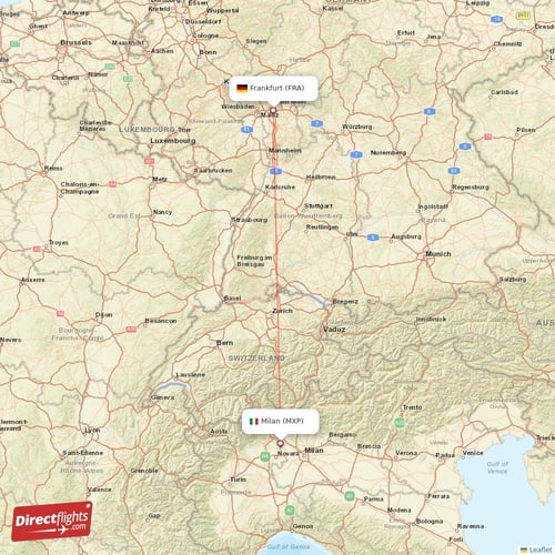 Frankfurt - Milan direct flight map