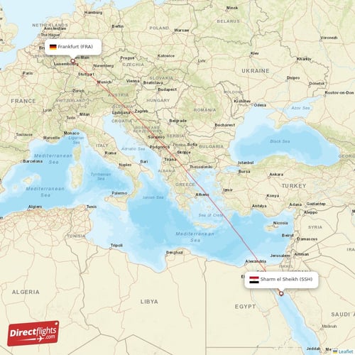Frankfurt - Sharm el Sheikh direct flight map