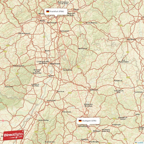 Frankfurt - Stuttgart direct flight map
