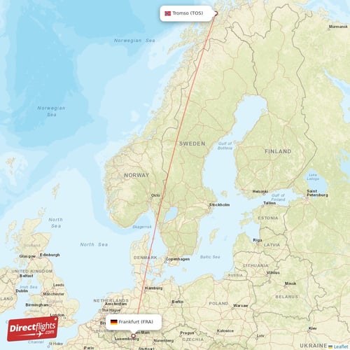 Frankfurt - Tromso direct flight map