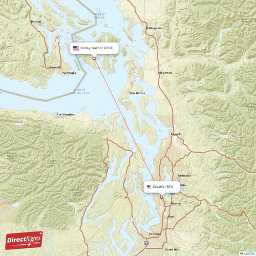 Friday Harbor - Seattle direct flight map