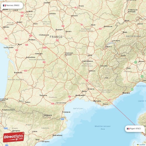 Figari - Rennes direct flight map