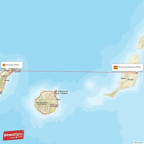 Puerto del Rosario - Tenerife direct flight map