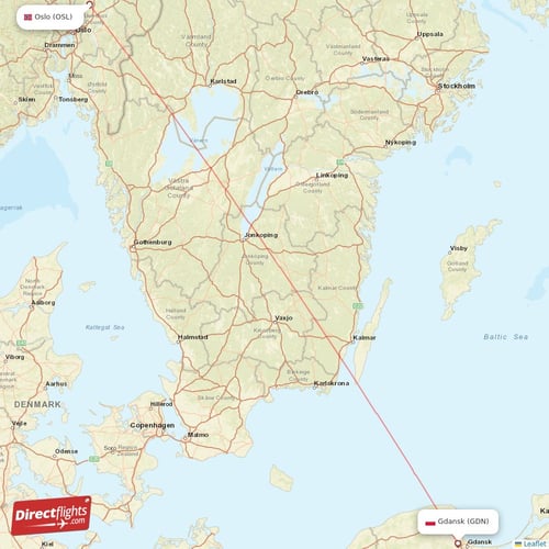 Gdansk - Oslo direct flight map