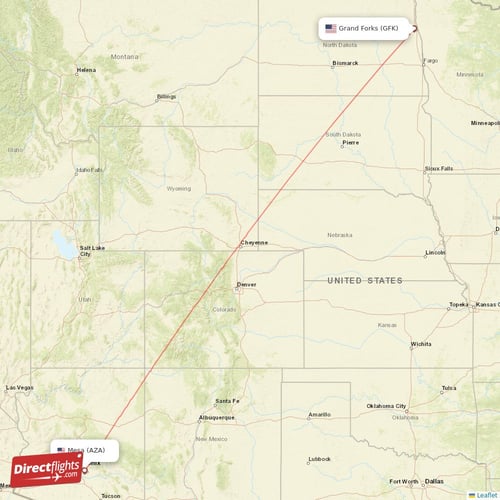 Grand Forks - Mesa direct flight map
