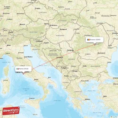 Brasov - Rome direct flight map