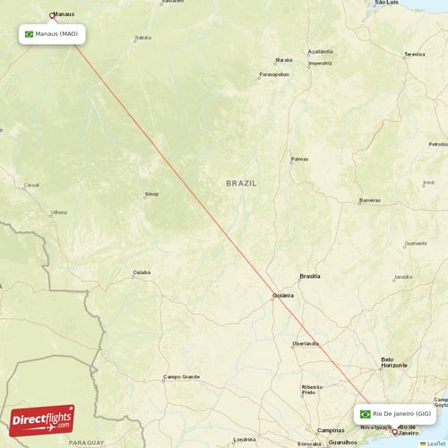 Rio De Janeiro - Manaus direct flight map