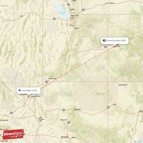 Grand Junction - Las Vegas direct flight map