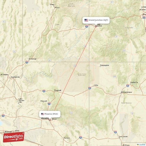 Grand Junction - Phoenix direct flight map