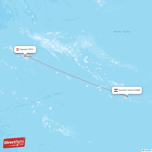 Direct flights from Gambier Island to Papeete, GMR to PPT nonstop
