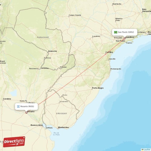 Sao Paulo - Rosario direct flight map