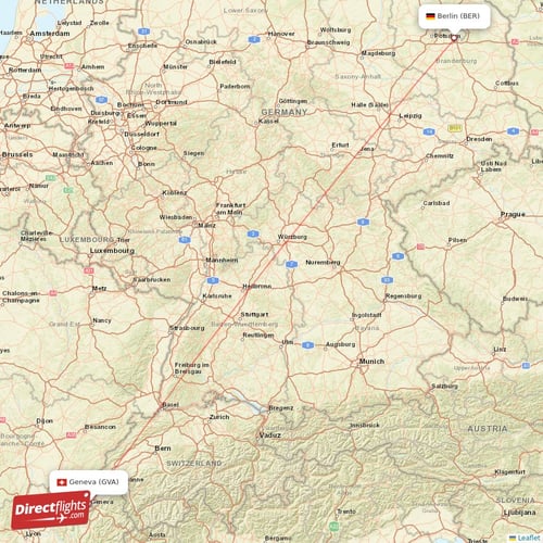 Geneva - Berlin direct flight map