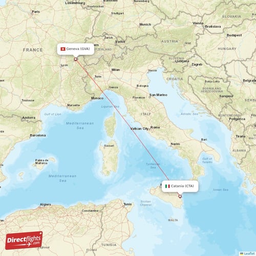 Geneva - Catania direct flight map