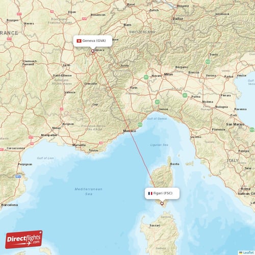 Geneva - Figari direct flight map