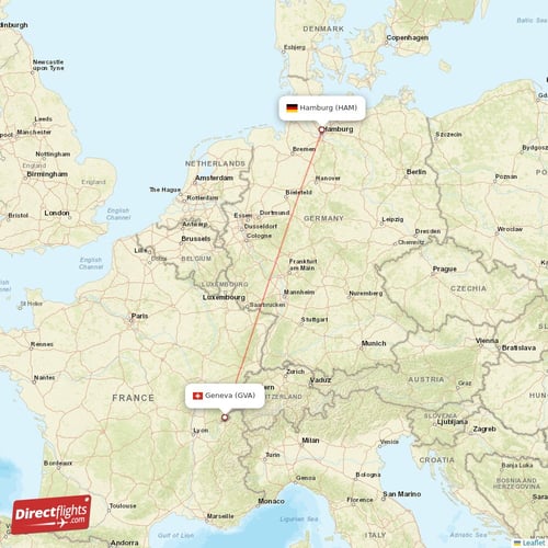Geneva - Hamburg direct flight map