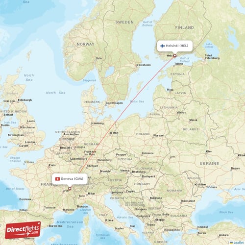 Geneva - Helsinki direct flight map