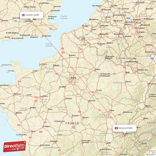 Geneva - London direct flight map