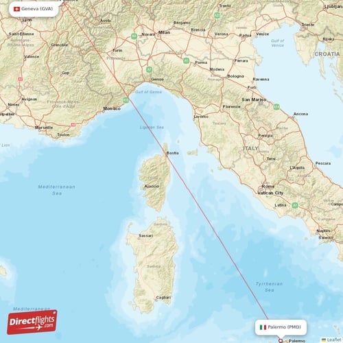 Geneva - Palermo direct flight map