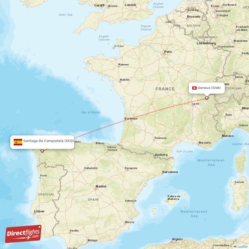 Geneva - Santiago De Compostela direct flight map