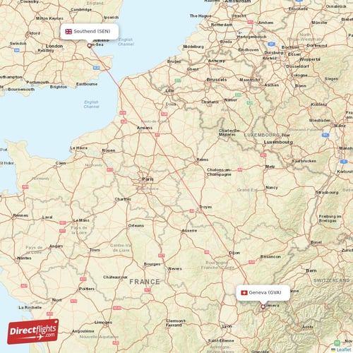 Geneva - Southend direct flight map